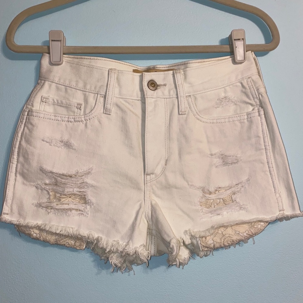 hollister white denim shorts